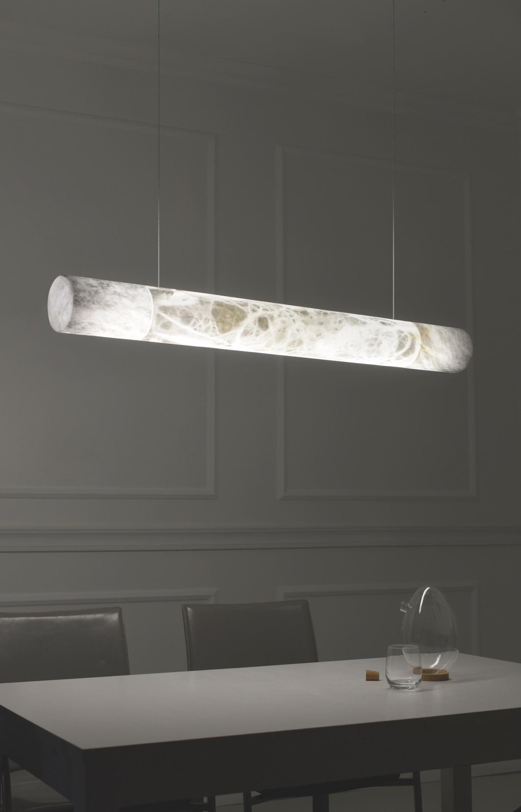 Cylindrical Alabaster Linear Chandelier