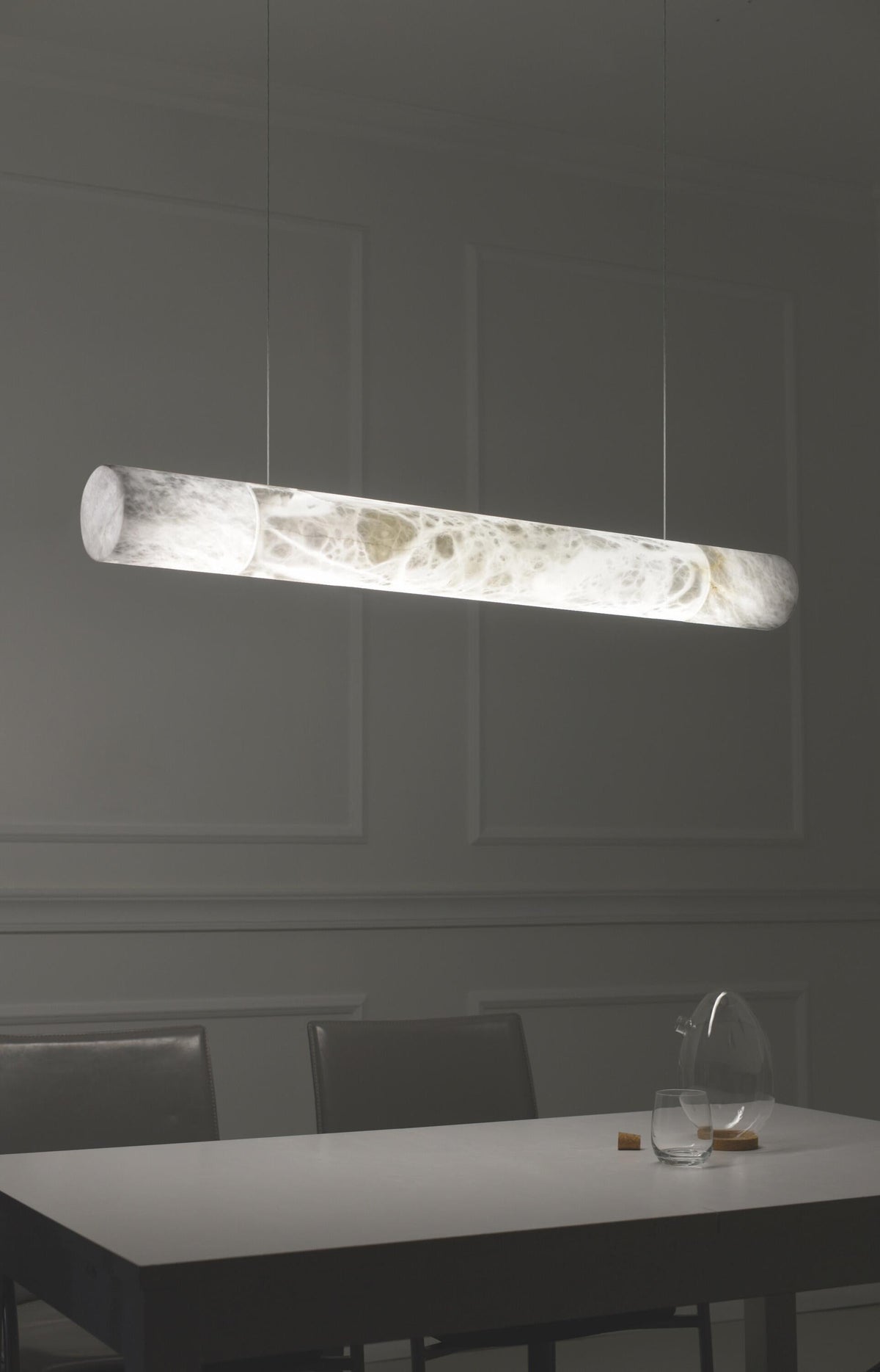 Cylindrical Alabaster Linear Chandelier