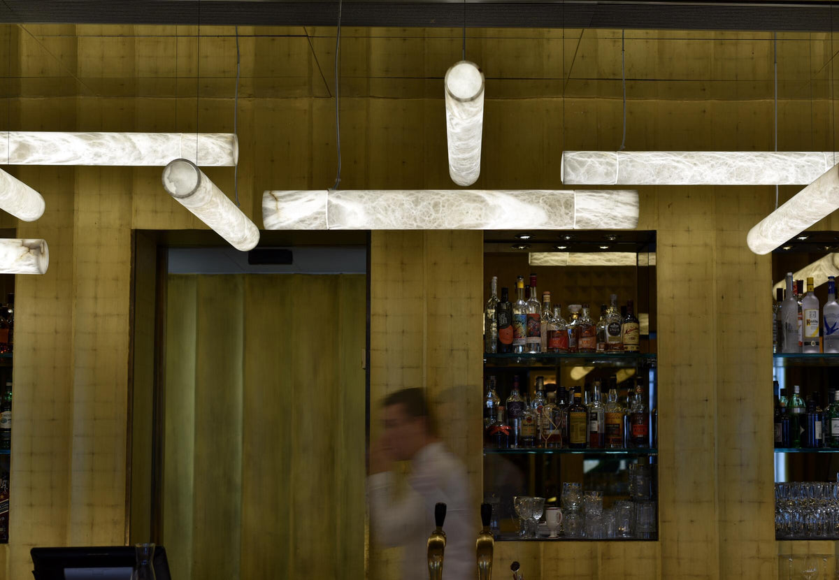 Cylindrical Alabaster Linear Chandelier