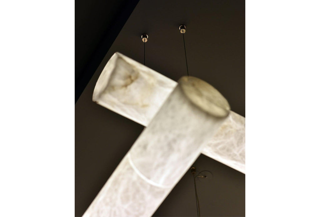 Cylindrical Alabaster Linear Chandelier
