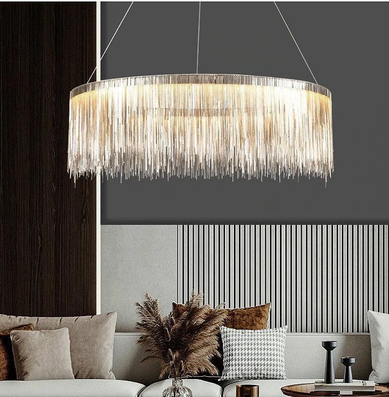 Vicky Modern Chain Tassel Round Chandelier