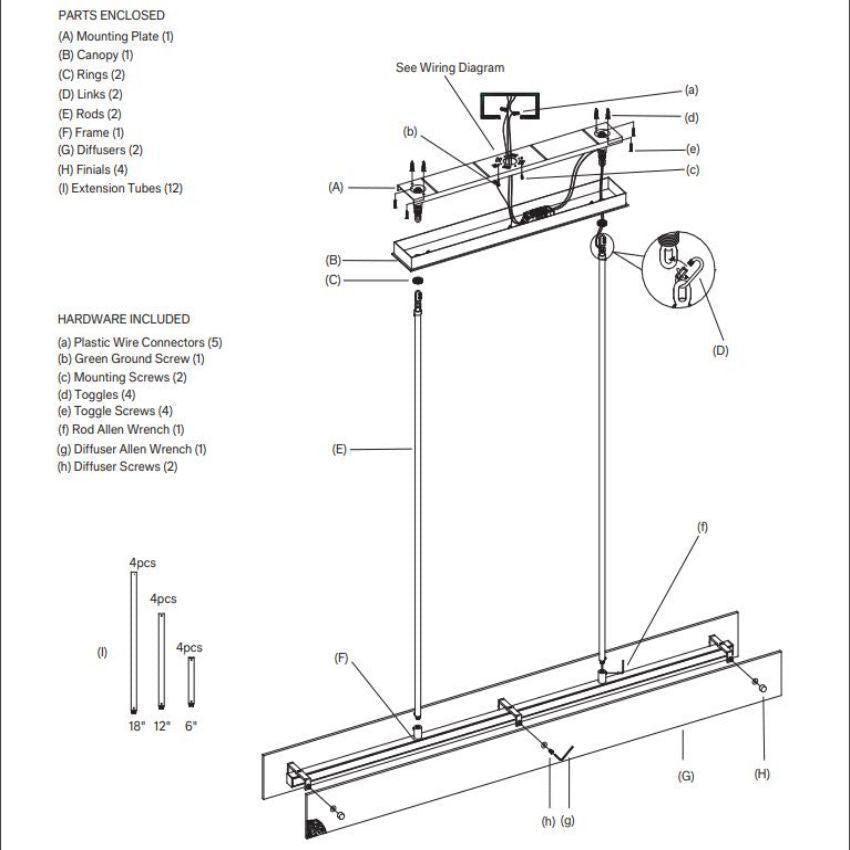 Veuvery Linear Chandelier D 54"72''