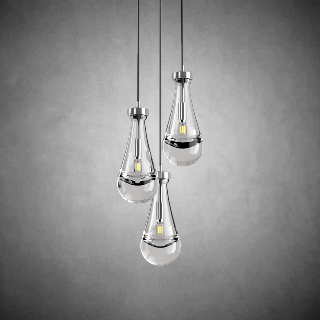 3-Light Raindrop-Shaped Circular Pendant Lamp