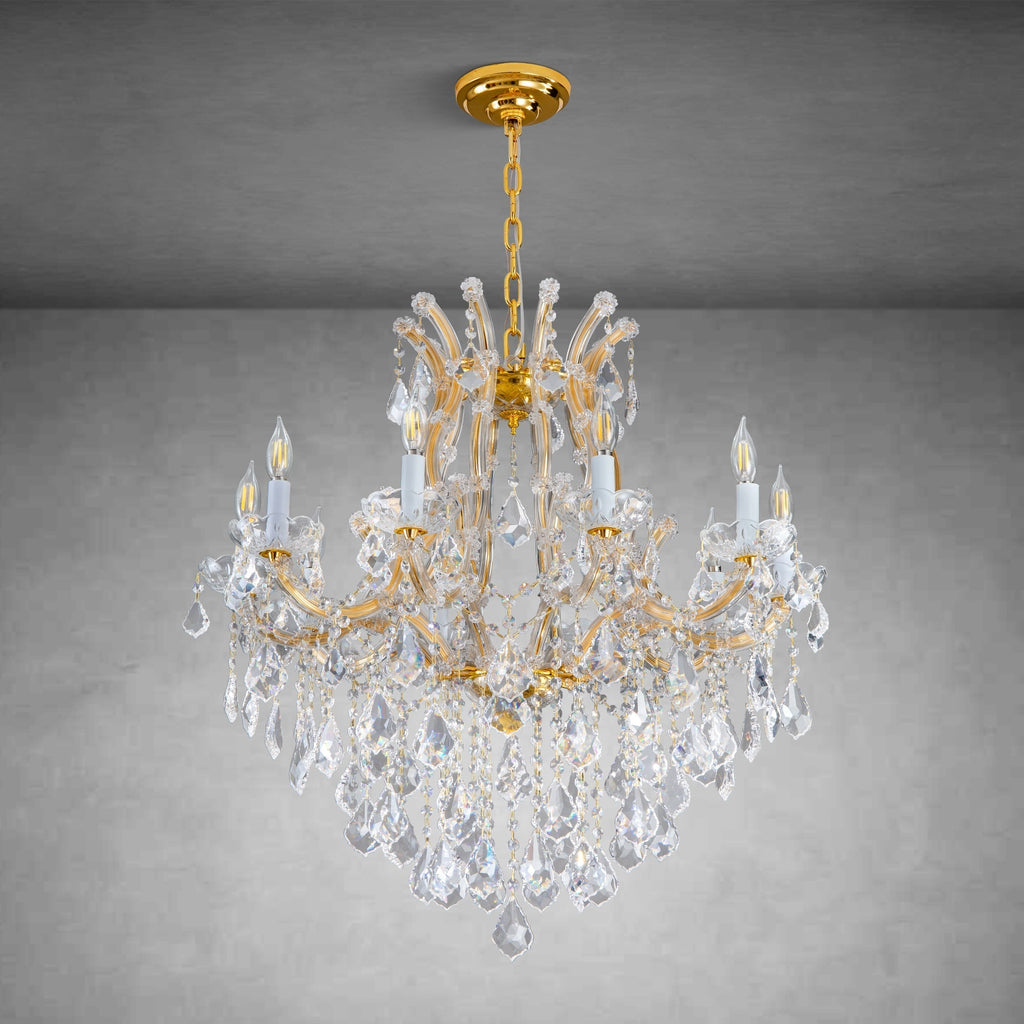 Modern Crystal Chandeliers, Gold Candle Chandelier -Luxury Chandelier Lighting Fixtures for Dining Room