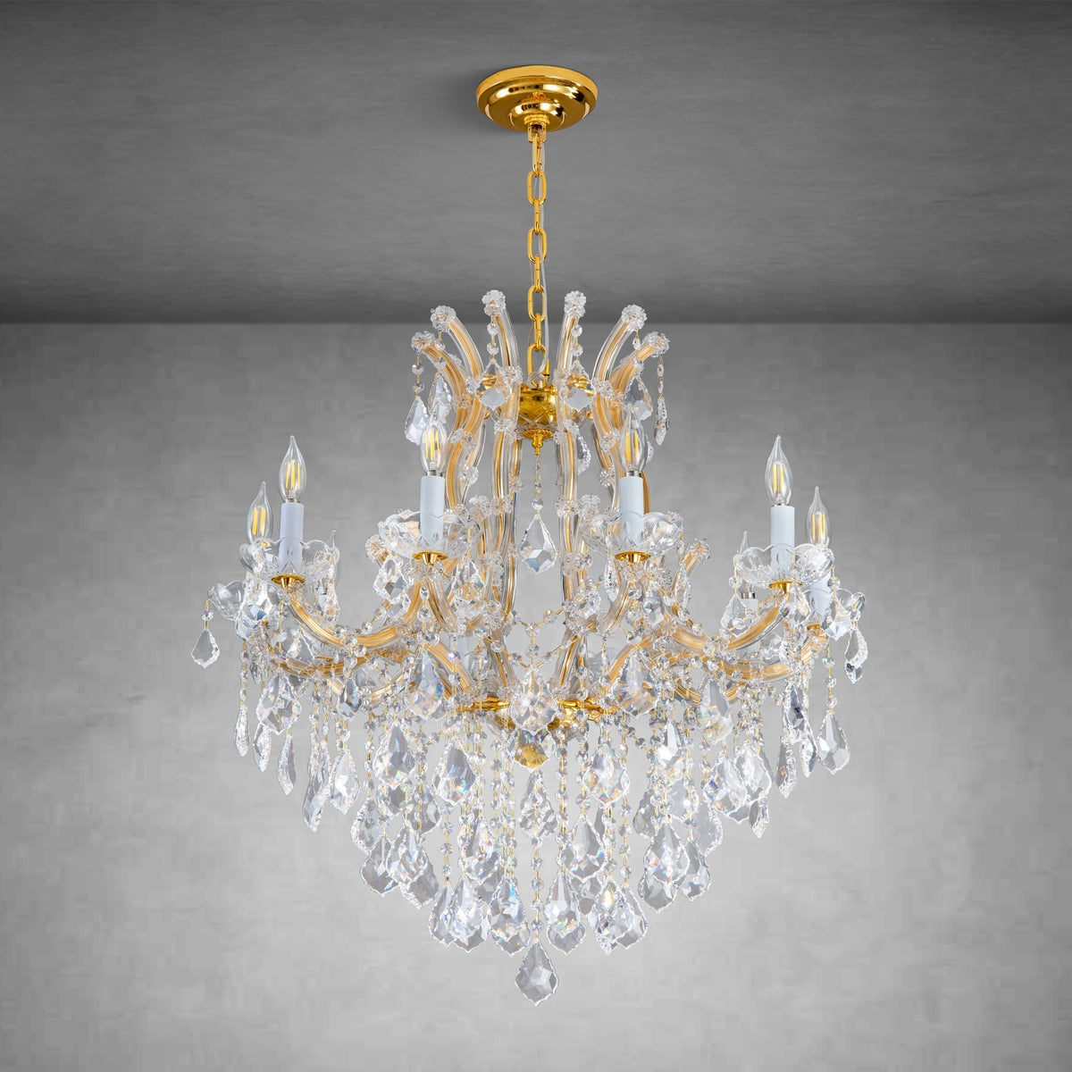 Modern Crystal Chandeliers, Gold Candle Chandelier -Luxury Chandelier Lighting Fixtures for Dining Room