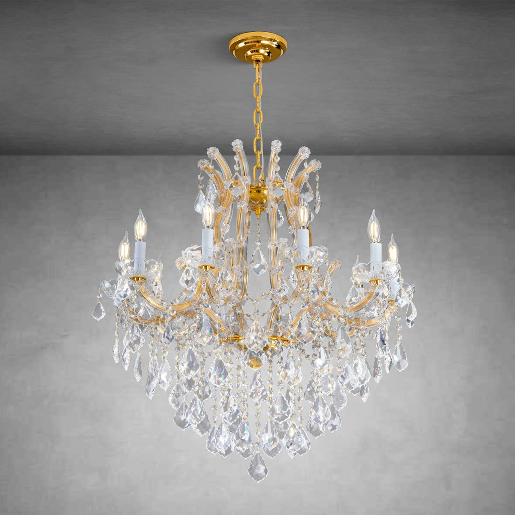 Modern Crystal Chandeliers, Gold Candle Chandelier -Luxury Chandelier Lighting Fixtures for Dining Room