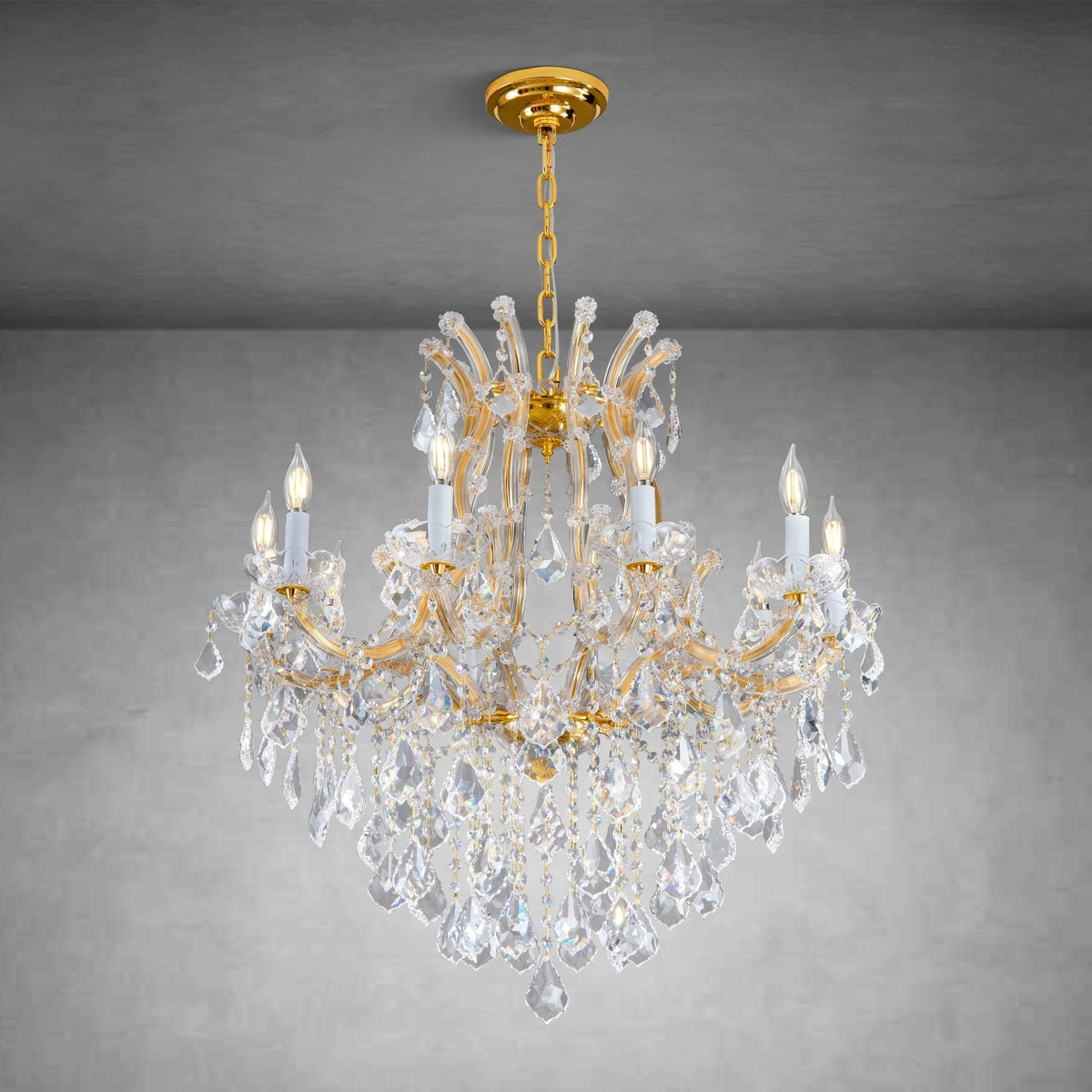 Modern Crystal Chandeliers, Gold Candle Chandelier -Luxury Chandelier Lighting Fixtures for Dining Room