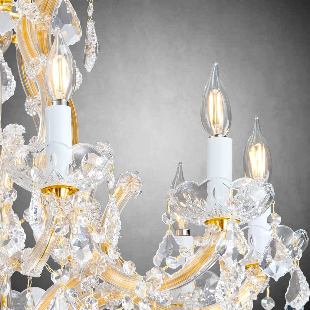 Modern Crystal Chandeliers, Gold Candle Chandelier -Luxury Chandelier Lighting Fixtures for Dining Room