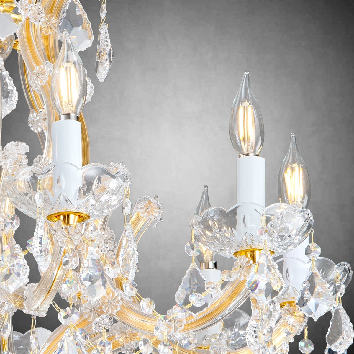 Modern Crystal Chandeliers, Gold Candle Chandelier -Luxury Chandelier Lighting Fixtures for Dining Room
