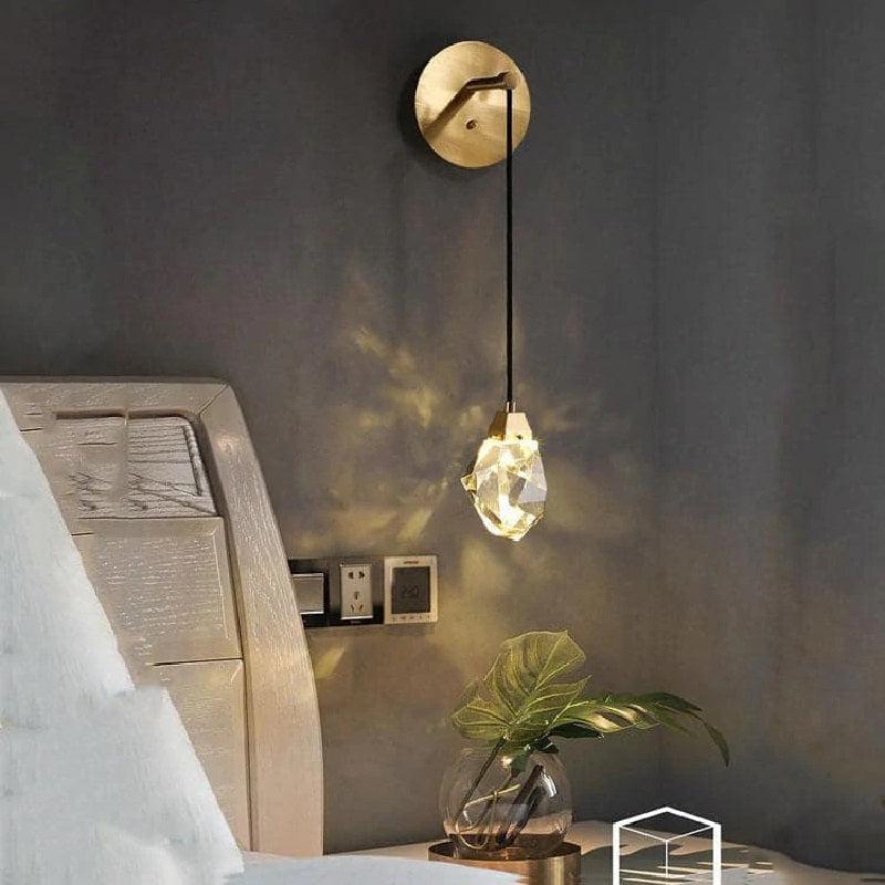 Zora Faceted Crystal Brass Wall Sconce