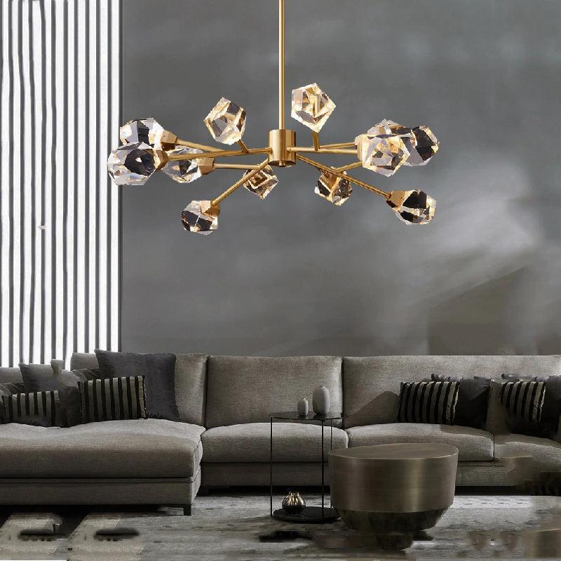 Zora Modern Faceted Crystal Chandelier For Living Room