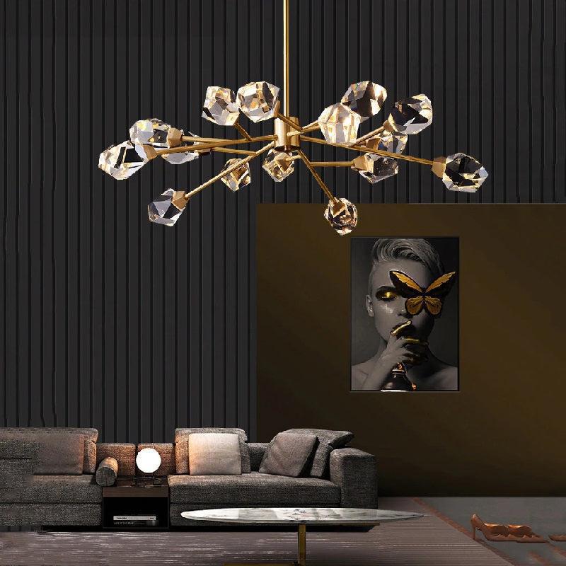 Zora Modern Faceted Crystal Chandelier For Living Room