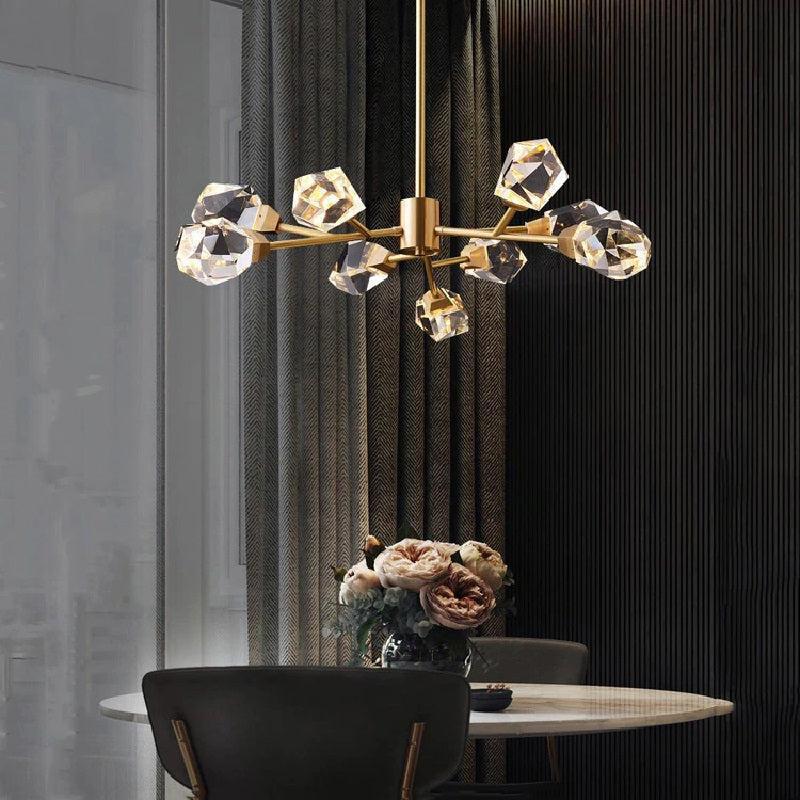 Zora Modern Faceted Crystal Chandelier For Living Room