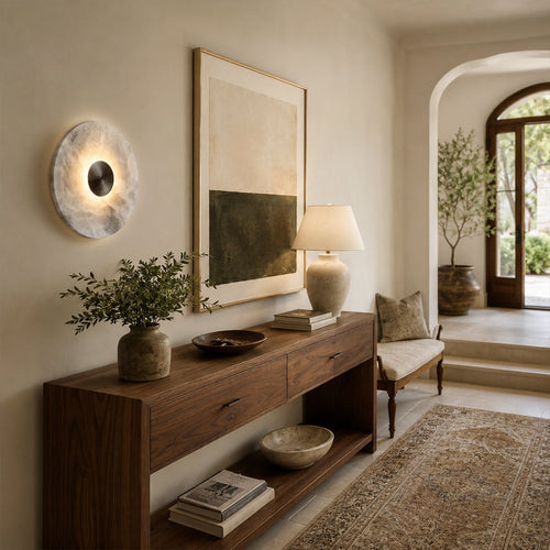 Alabaster Disc Flush Mount Wall Sconce