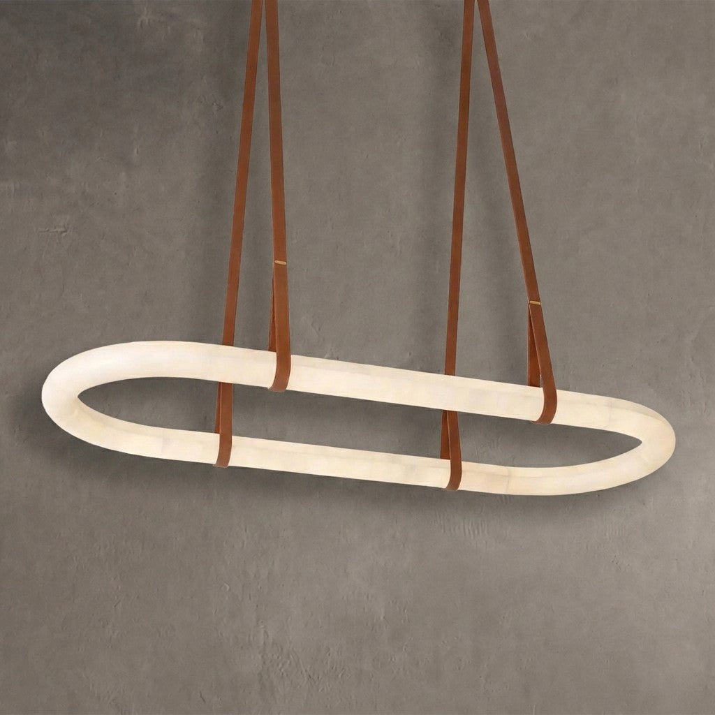 Alabaster Round Leather Chandelier