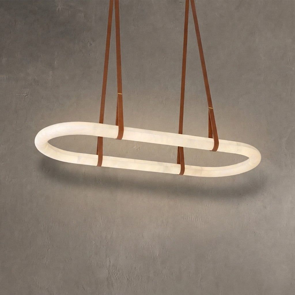 Alabaster Round Leather Chandelier