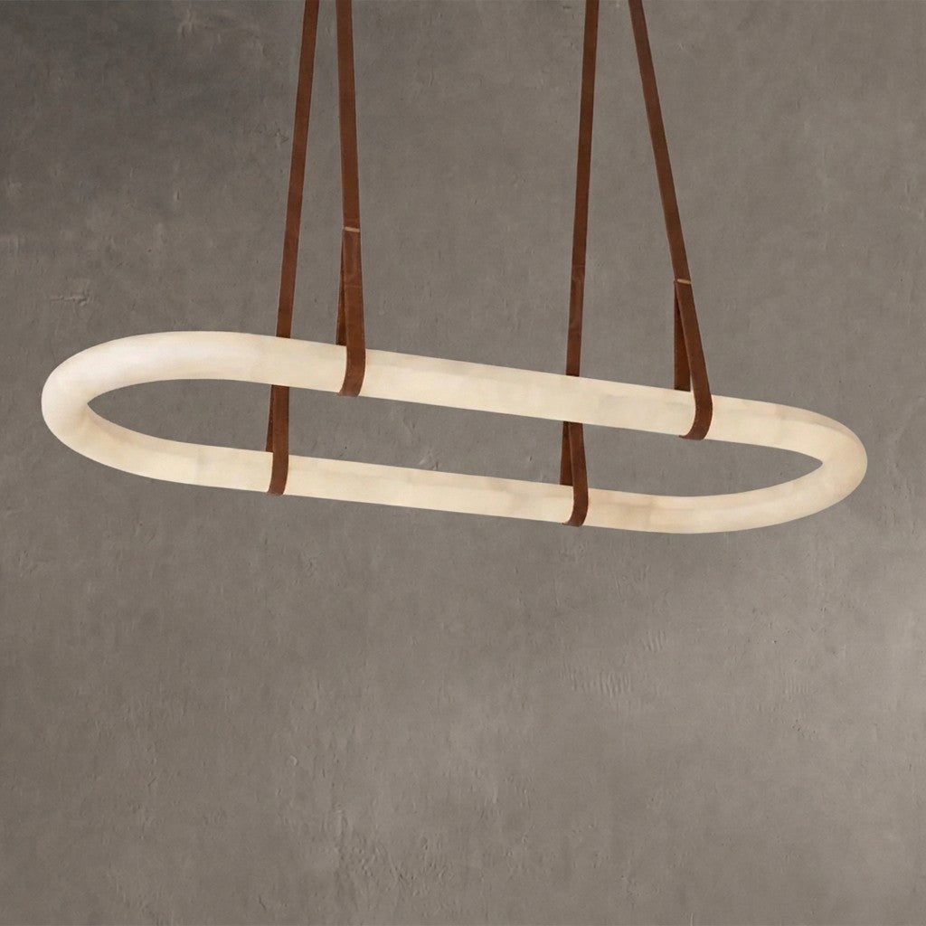 Alabaster Round Leather Chandelier