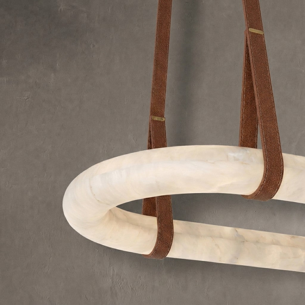 Alabaster Round Leather Chandelier