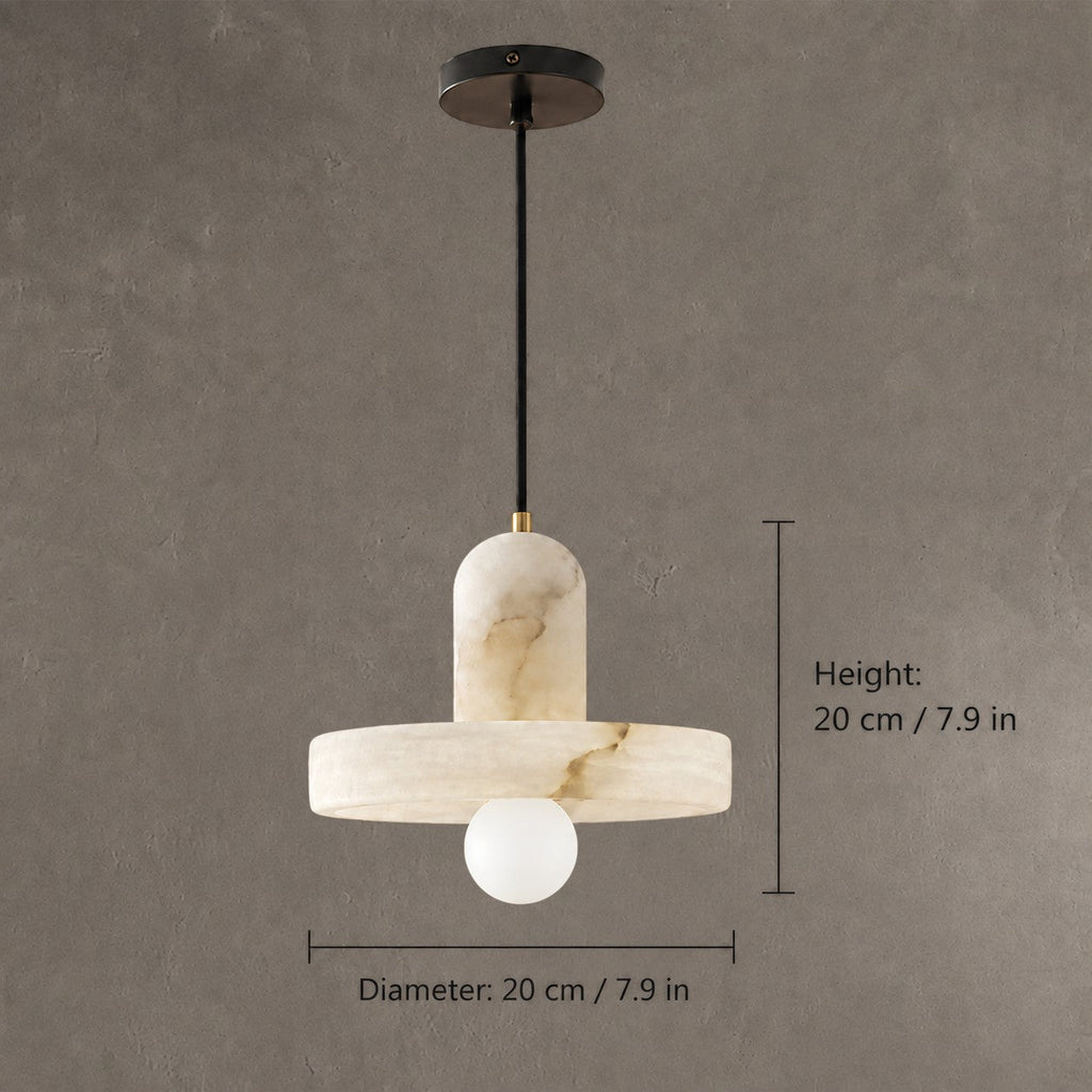 Discora  Bedroom Pendant Light  Alabaster Disc Minimalist