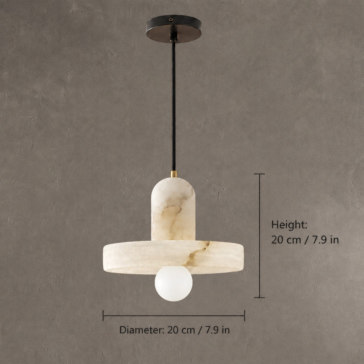 Discora  Bedroom Pendant Light  Alabaster Disc Minimalist