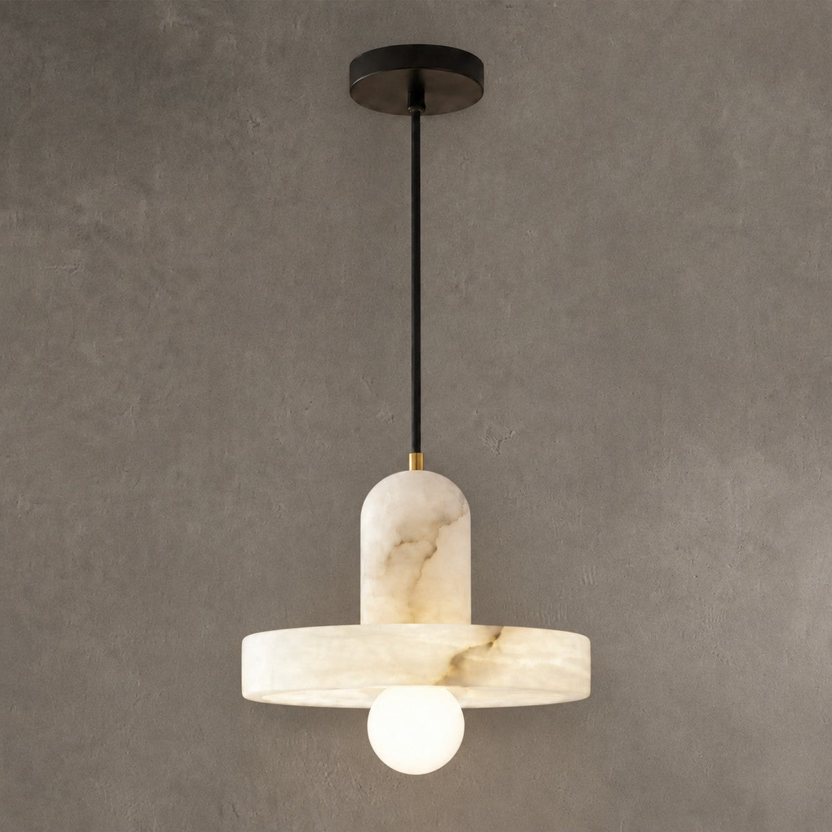 Discora  Bedroom Pendant Light  Alabaster Disc Minimalist