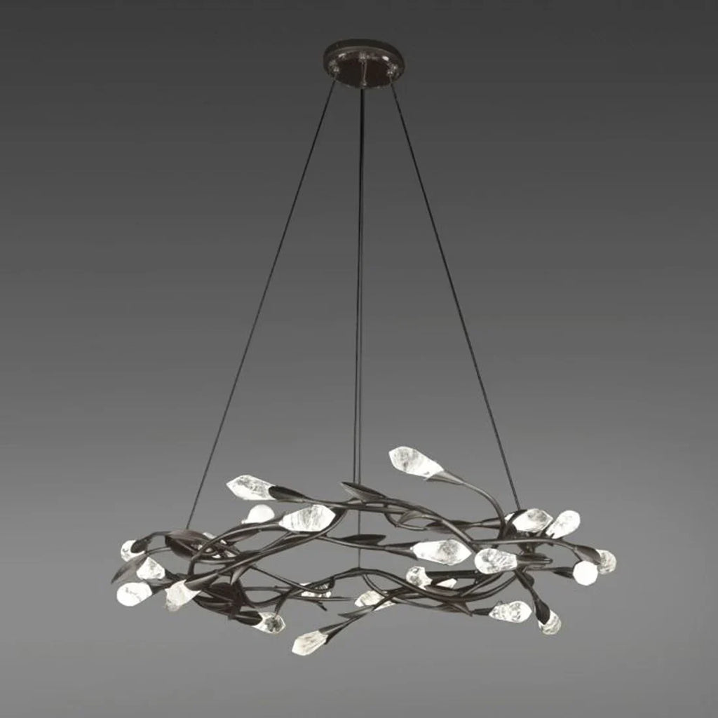 Modern Linear/Round Floral Branches Crystal Chandelier