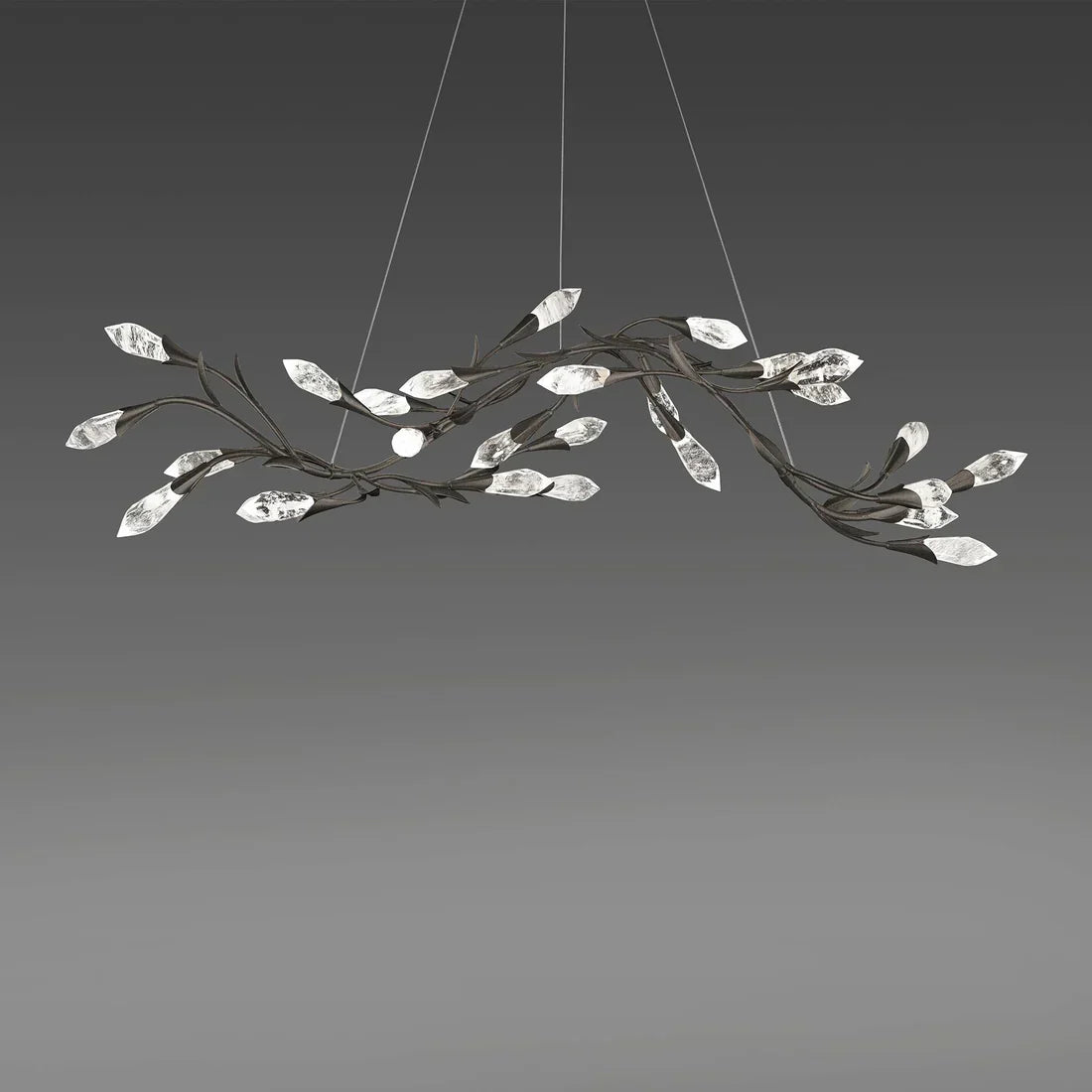 Modern Linear/Round Floral Branches Crystal Chandelier