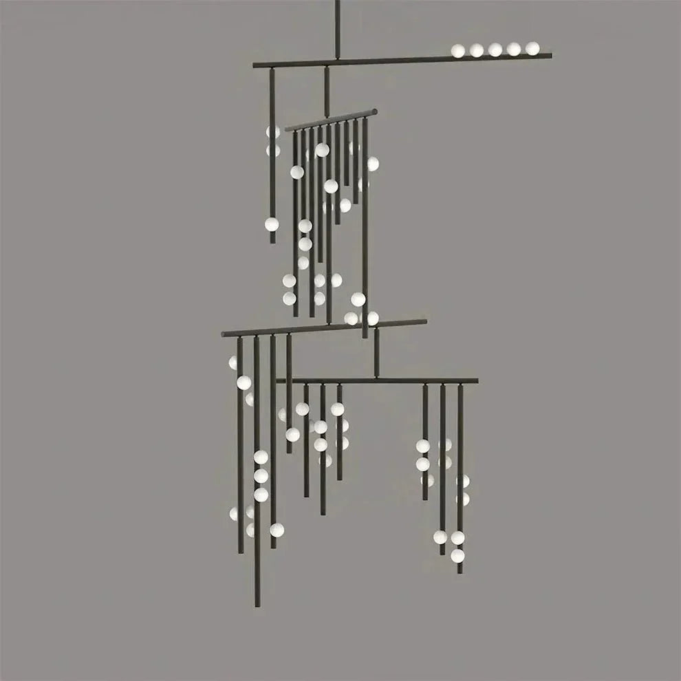 Brass Drop System Chandelier - 59 heads L 120cm x W 110cm x H 340cm / L 47.2" x W 43.3" x H 133.9"BlackBlushlighting