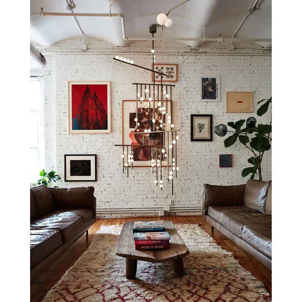 Brass Drop System Chandelier - 76 heads L 220cm x W 180cm x H 400cm / L 86.6" x W 70.9" x H 157.5"BlackBlushlighting
