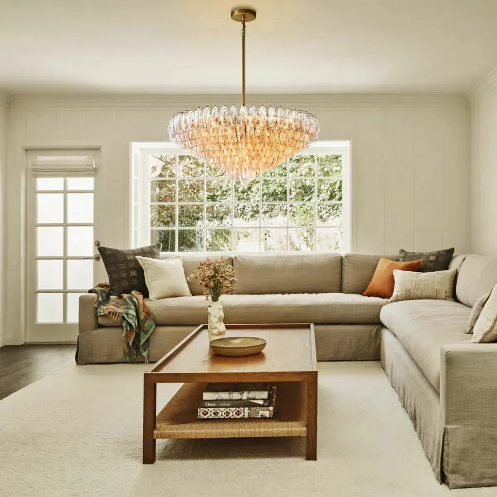 Chiaravalle Glass Tiered Round Chandelier 37"D 47''D 62''D
