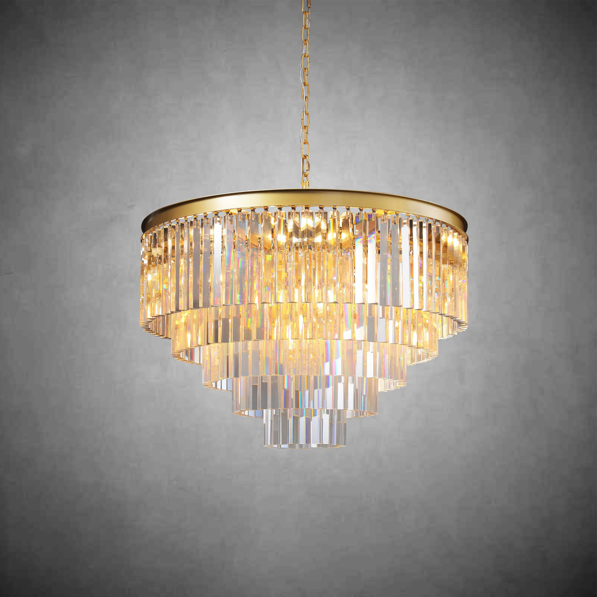 1920s Odaon Art Deco Round Chandelier 20"32''44''