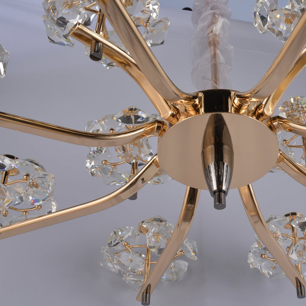 Modern Crystal Branch Chandelier in Gold Finish