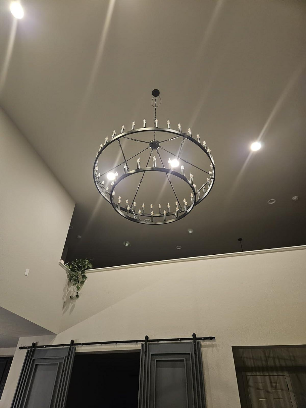 Camina Vintage Filament Two-Tier Round Chandelier 71"