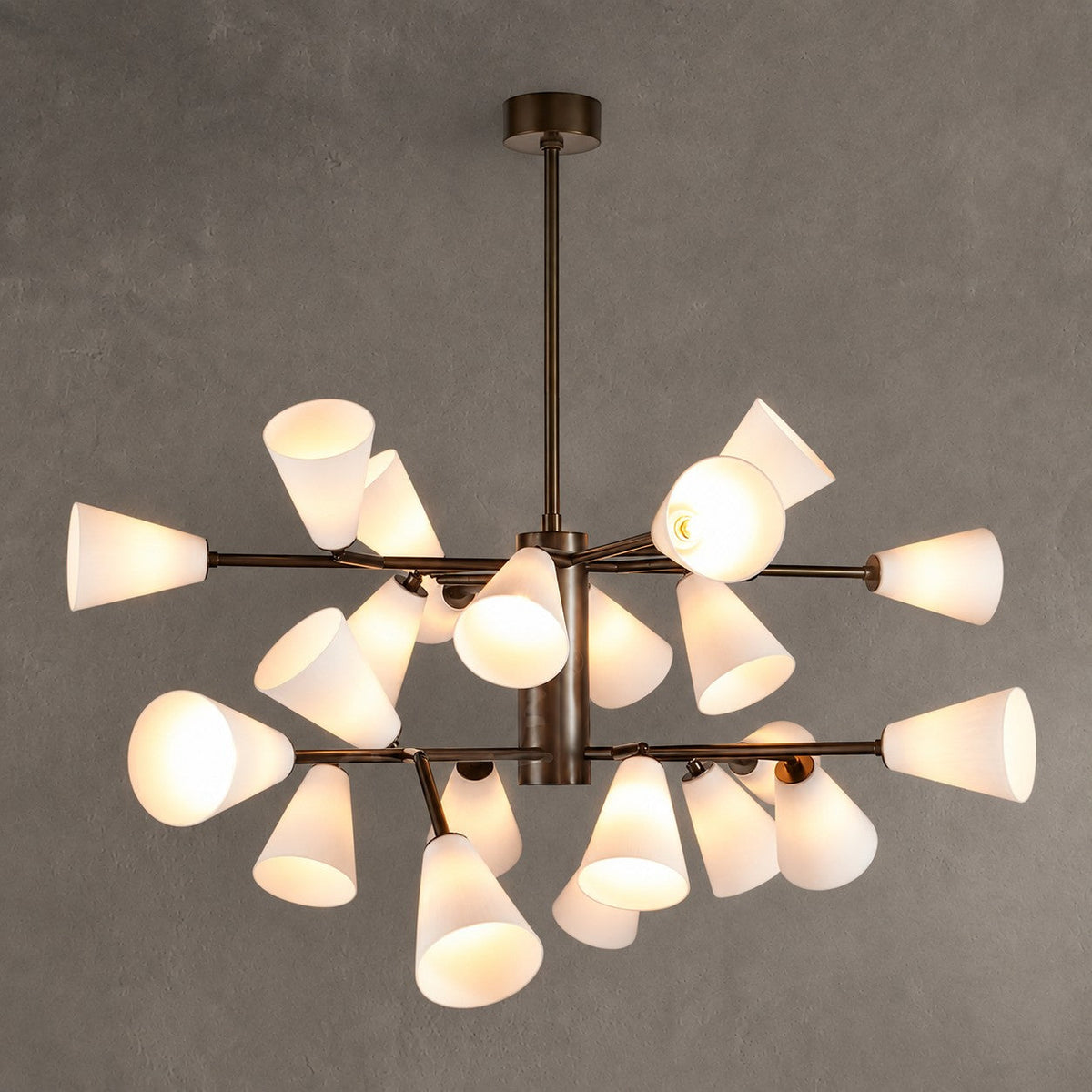 Chandelier  Cassius Sputnik 18-Arm Bronze White Glass