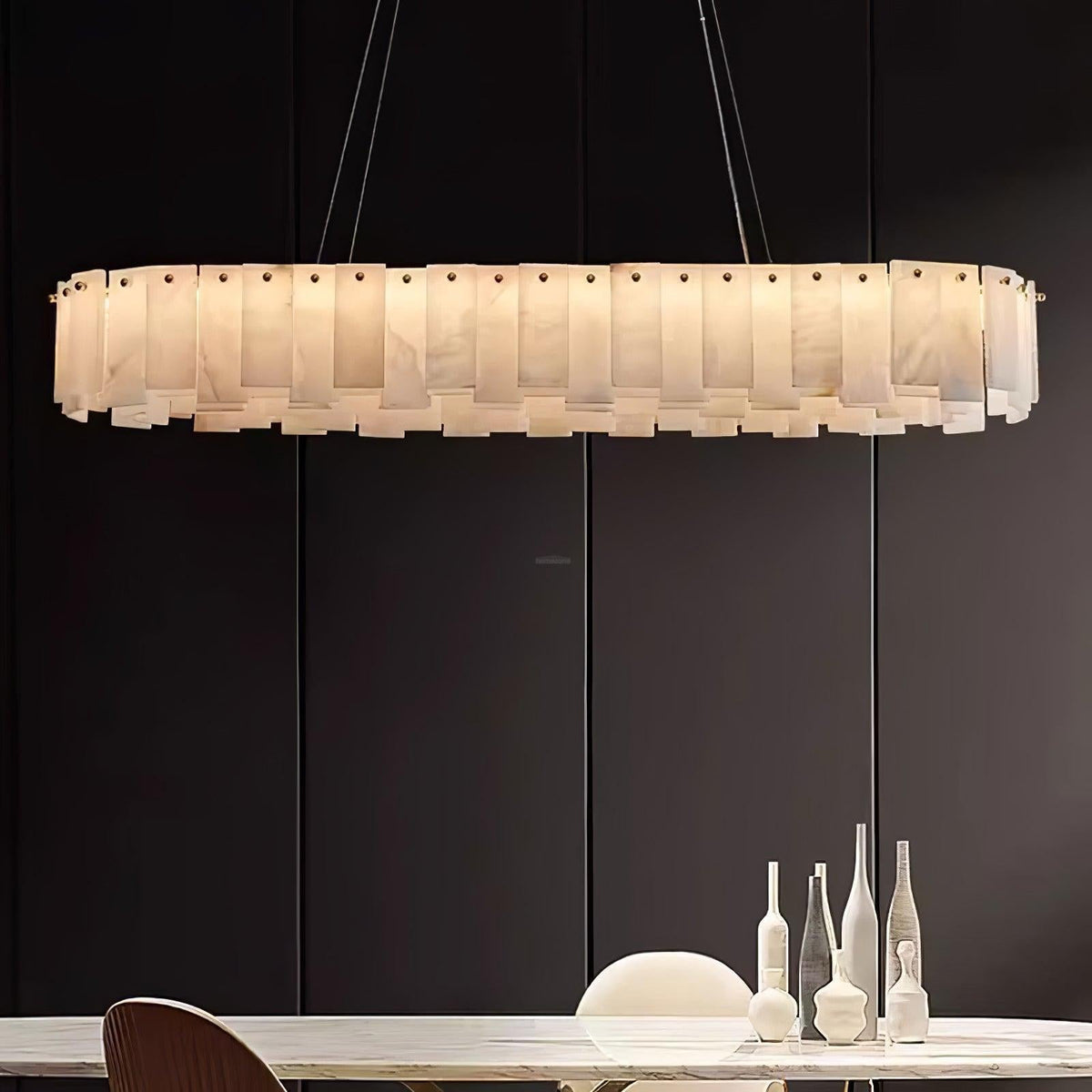 Halos Alabaster Round/Square Chandelier