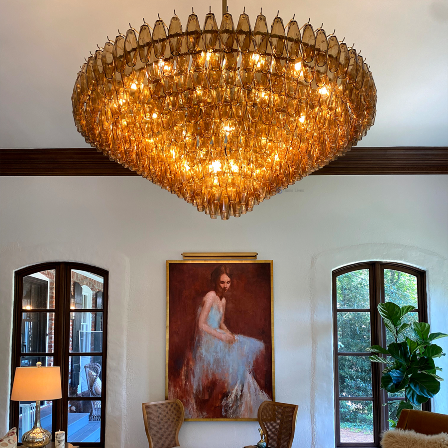 Chiaravalle Glass Tiered Round Chandelier 37"D 47''D 62''D