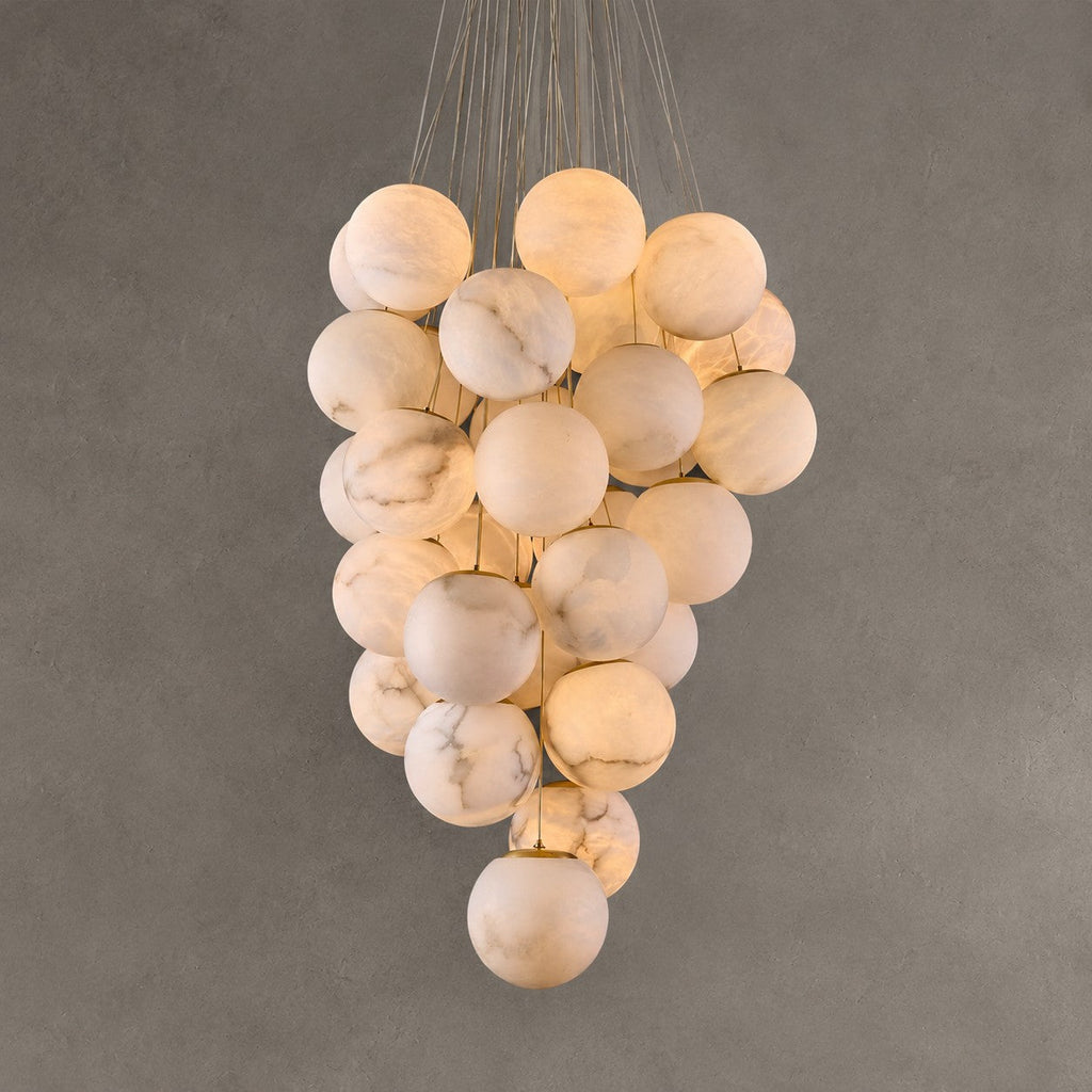 Alabaster Chandelier  Cluster Globe 31-Ball Gold