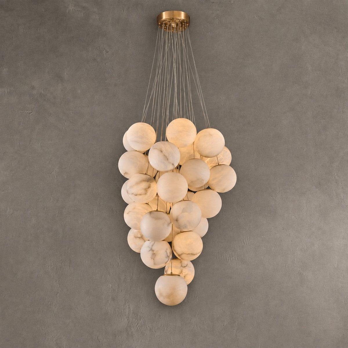 Alabaster Chandelier  Cluster Globe 31-Ball Gold