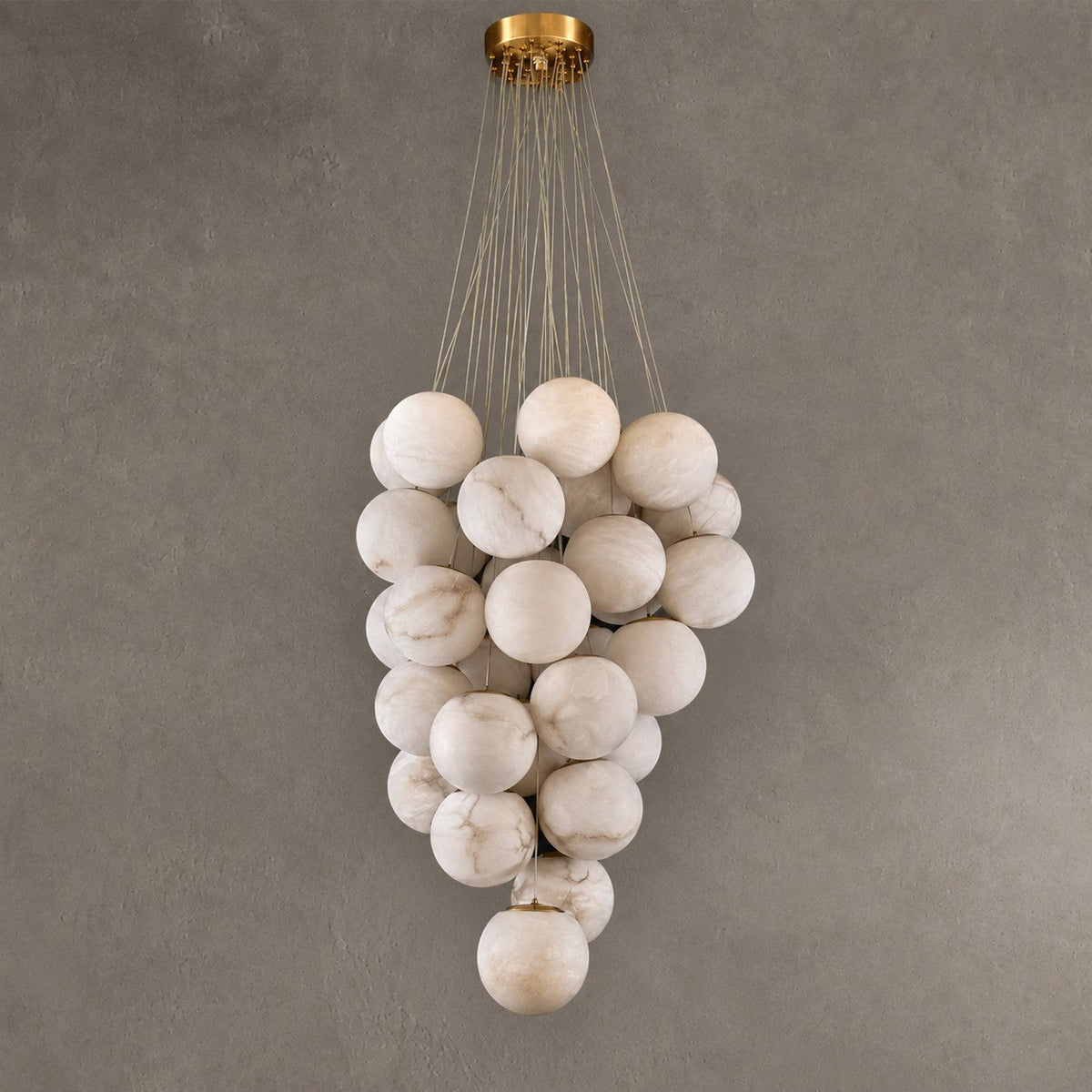 Alabaster Chandelier  Cluster Globe 31-Ball Gold
