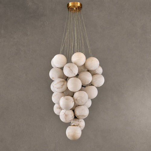 Alabaster Chandelier  Cluster Globe 31-Ball Gold