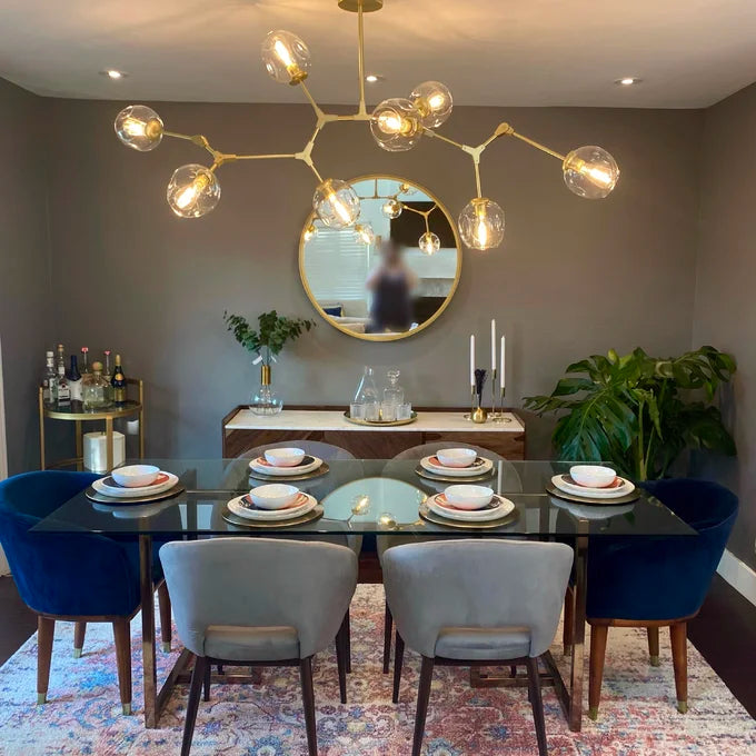 Modern Sputnik Smoky Gray/Amber Glass Branch Chandelier for Kitchen Island/Dining Room