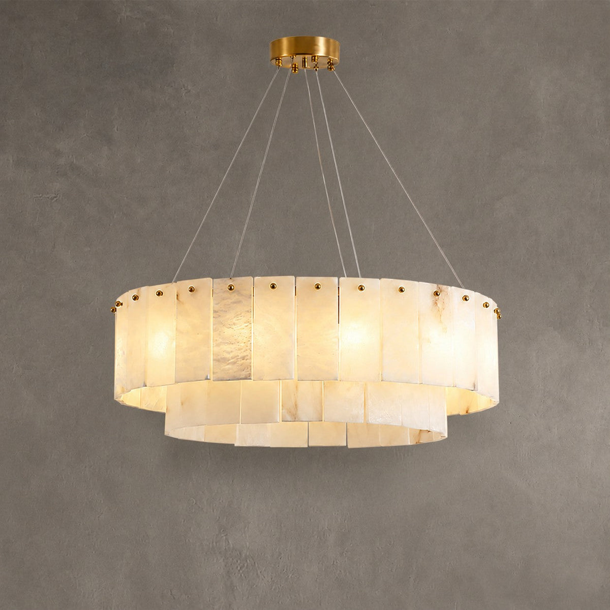 Solenne  Dining Room Chandelier  Spanish Alabaster Tiered Style