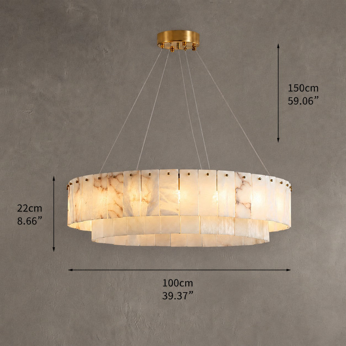 Solenne  Dining Room Chandelier  Spanish Alabaster Tiered Style