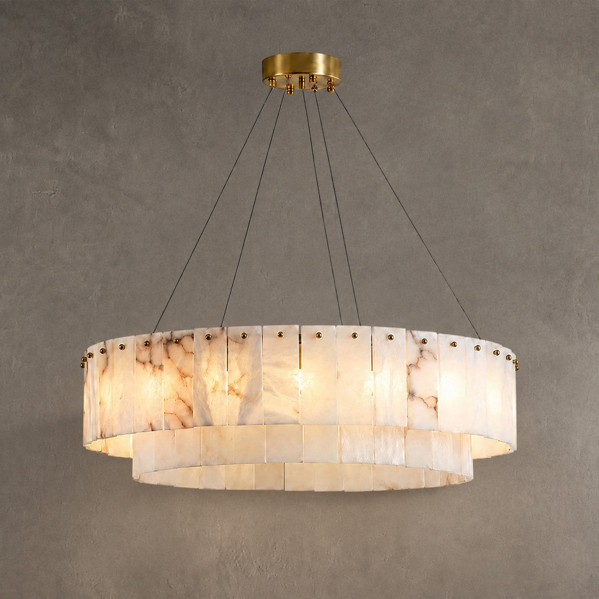 Solenne  Dining Room Chandelier  Spanish Alabaster Tiered Style