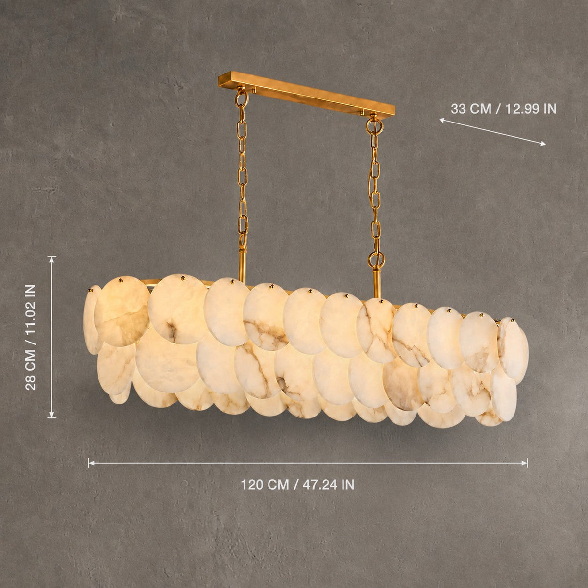 Chandelier Linear  French Art Deco Spanish Alabaster