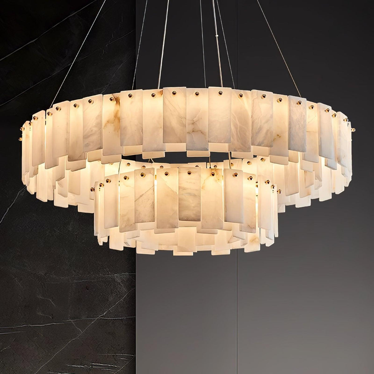 Halos Alabaster Round/Square Chandelier