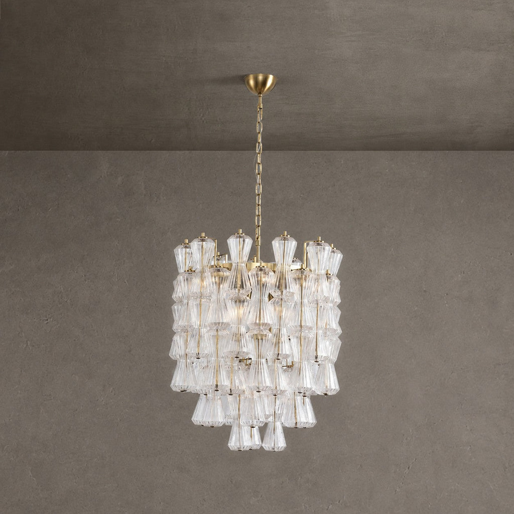 Florenzia Chandelier Ribbed Glass Cascade Gold