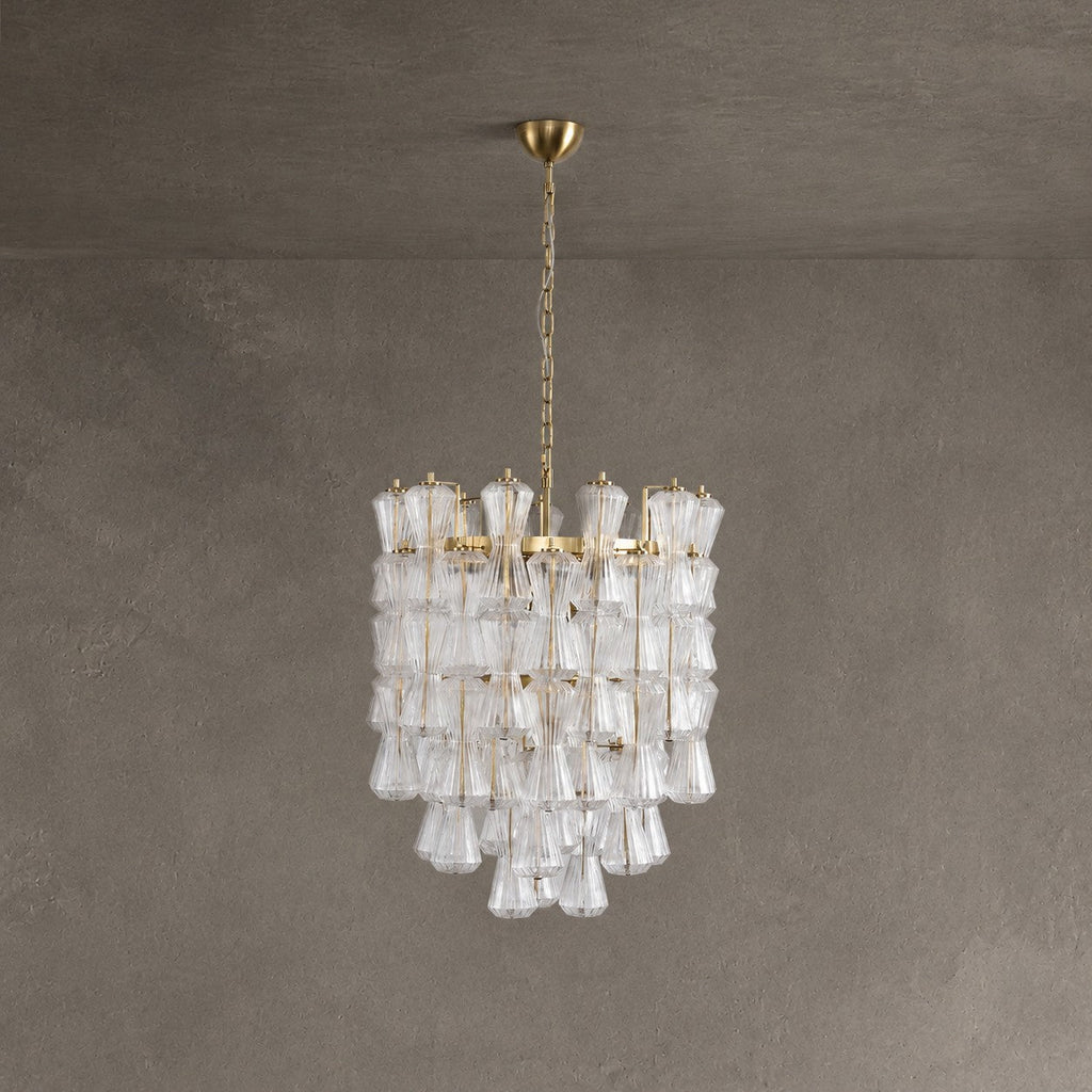 Florenzia Chandelier Ribbed Glass Cascade Gold