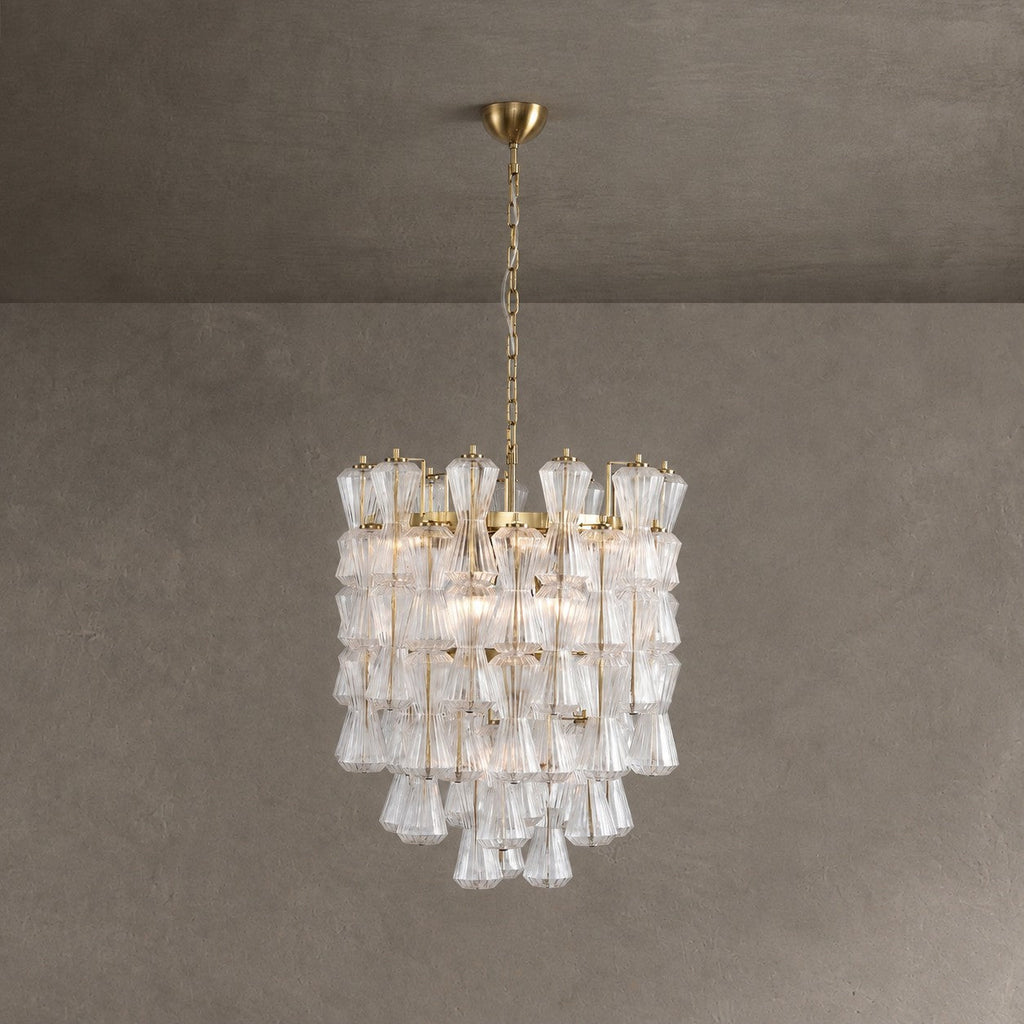 Florenzia Chandelier Ribbed Glass Cascade Gold