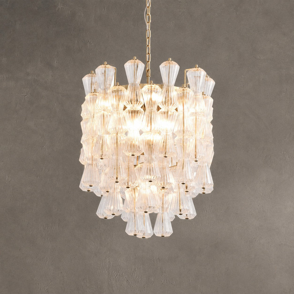 Florenzia Chandelier Ribbed Glass Cascade Gold